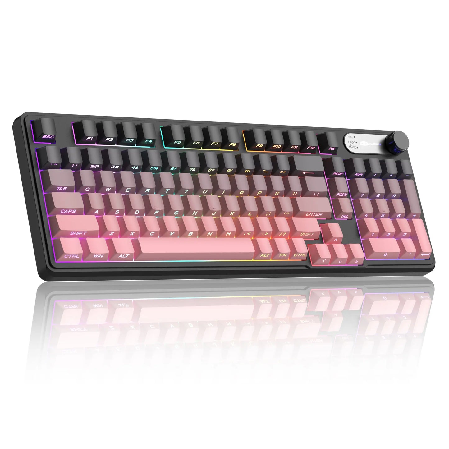 Magegee gk960 teclado de membrana sem fio 2.4g bt 98 teclas abs lado gravado keycaps luzes rgb ajustáveis para jogos de escritório windows