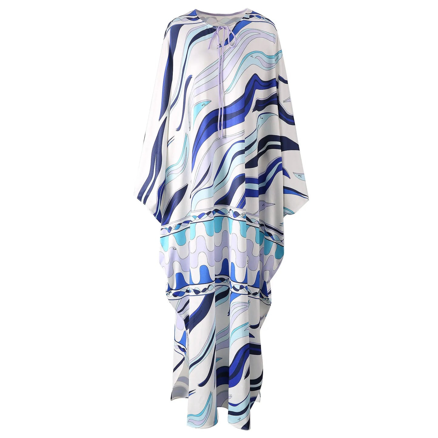 Roupas femininas vestido elegante robe casual confortável respirável vestidos longos moda solta em torno do pescoço vestido impresso novo