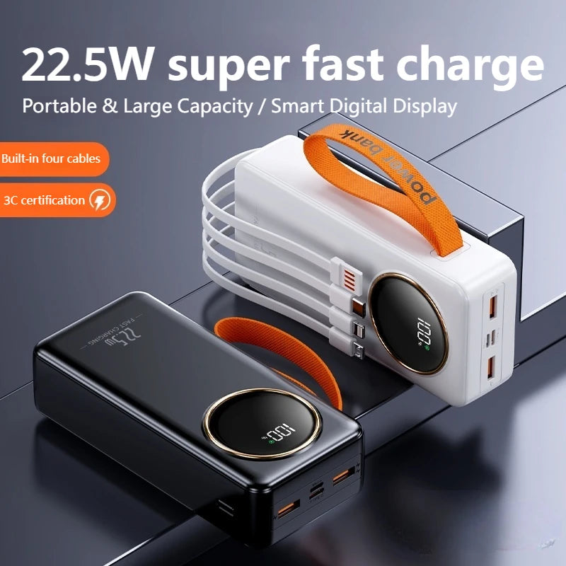 Power Bank Portátil 22.5W 80000mAH Carregador Super Rápido Bateria Externa de Grande Capacidade Suporta Carregamento Simultâneo de 5 Dispositivos