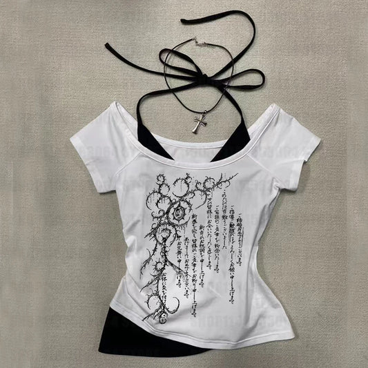 Roupas Vintage dos Anos 90 para Mulheres, Top Corset Feminino, Tops Y2K dos Anos 2000, Camisetas e Tops Cropped Sexy para o Verão