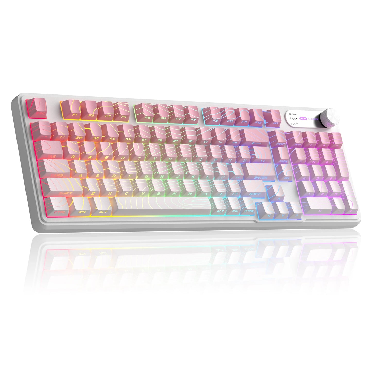 Magegee gk960 teclado de membrana sem fio 2.4g bt 98 teclas abs lado gravado keycaps luzes rgb ajustáveis para jogos de escritório windows