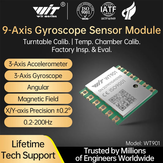 WitMotion WT901 AHRS MPU9250 Acelerômetro de 9 Eixos, Giroscópio Eletrônico de 3 Eixos + Aceleração + Ângulo + Magnetômetro, Saída de Dados TTL