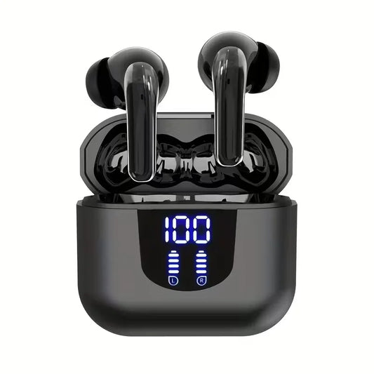 Fones de ouvido sem fio TWS, redução de ruído estéreo de graves pesados para chamadas, bateria de longa duração, modo de jogo de baixa latência