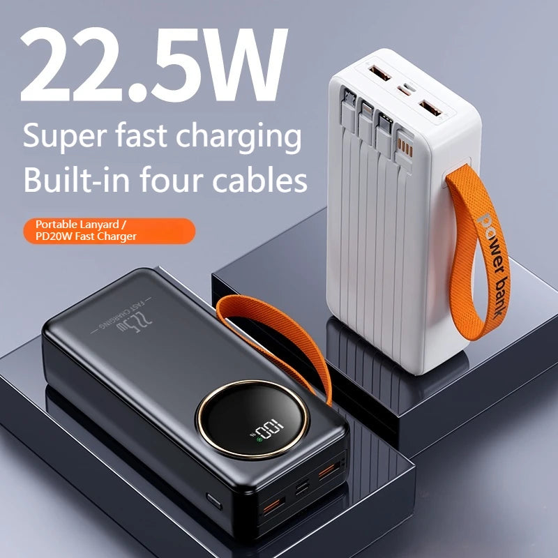 Power Bank Portátil 22.5W 80000mAH Carregador Super Rápido Bateria Externa de Grande Capacidade Suporta Carregamento Simultâneo de 5 Dispositivos