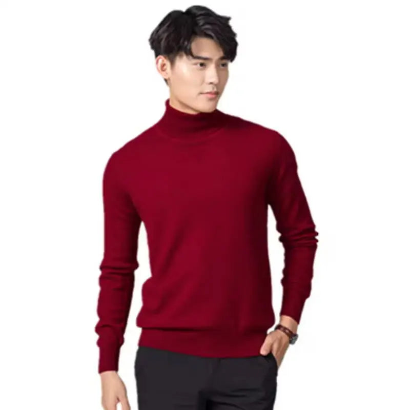 Cashmere mistura de algodão gola alta dos homens jumper 2025 outono inverno wram roupas vetement homme pull homme hiver homem pulôver camisola