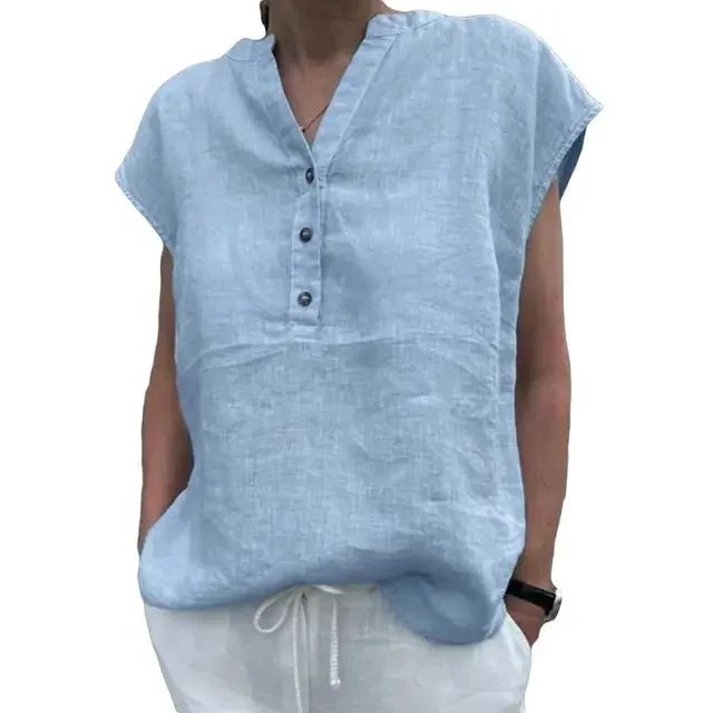 Camiseta feminina algodão linho verão blusa cor sólida simples manga curta com decote em v secagem rápida roupas diárias ropa mujer blusas