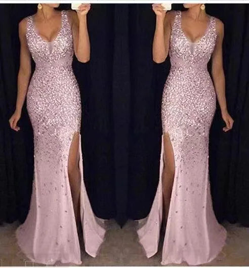 Roupas femininas vestidos longos 2025 novo estilo novo fenda bronzeamento vestido saia longa vestido de noite roupas sexy roupas femininas