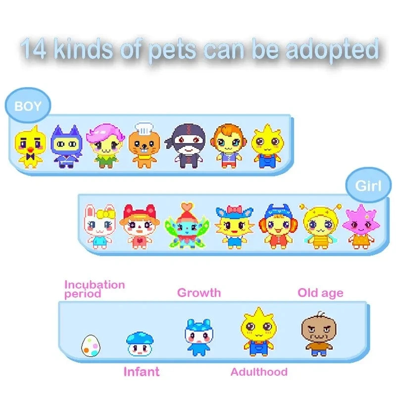 Animal de estimação virtual eletrônico com tela colorida jogo de bolso interativo virtual pet namoro máquina de jogo crianças brinquedos meninas
