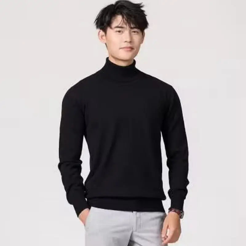 Cashmere mistura de algodão gola alta dos homens jumper 2025 outono inverno wram roupas vetement homme pull homme hiver homem pulôver camisola