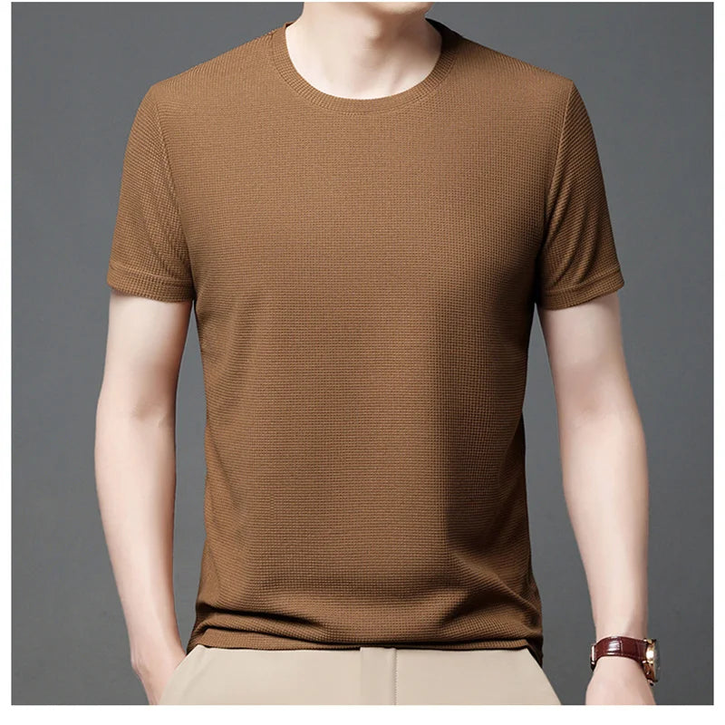 Camiseta Masculina de Moda com Gola Redonda, Camisetas de Manga Curta, Tops Confortáveis e Casuais para Homens