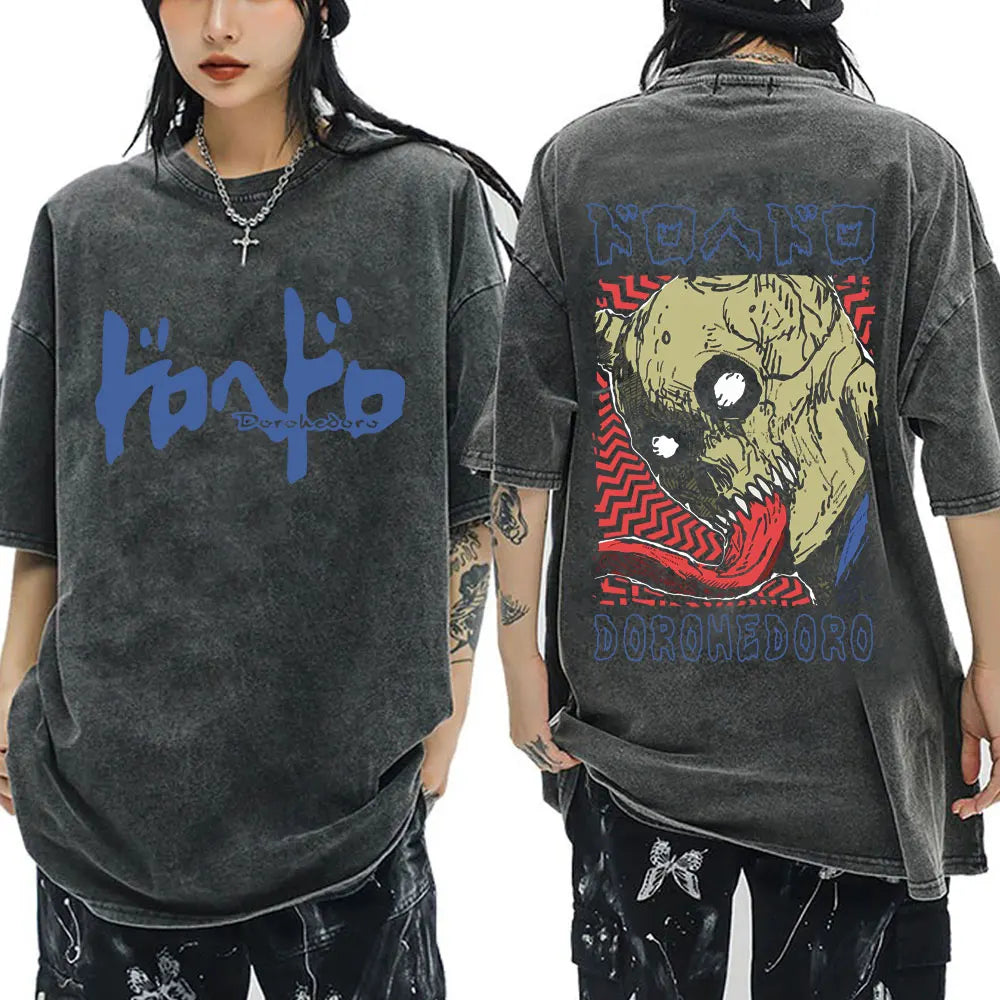 Roupas masculinas camiseta homme gráfico camisetas masculinas camiseta para homem ropa hombre anime japonês dorohedoro kaiman vintage lavado