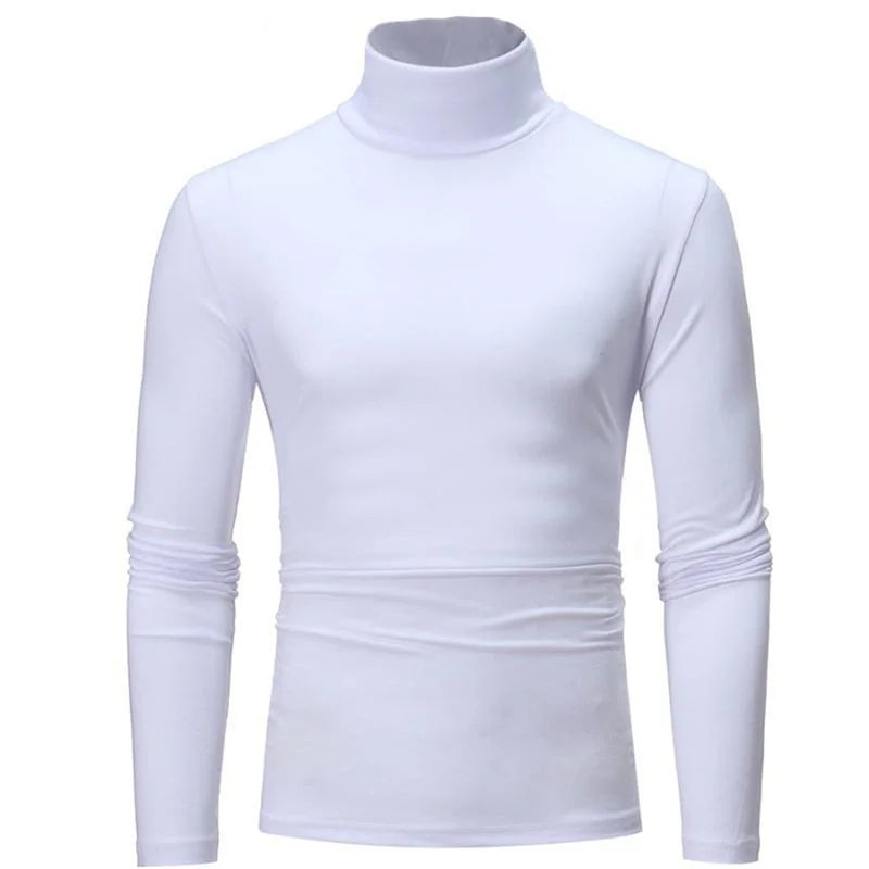 Roupa interior térmica topos roupas de inverno dos homens camisa térmica outono inverno collants alta pescoço fino ajuste manga longa camiseta