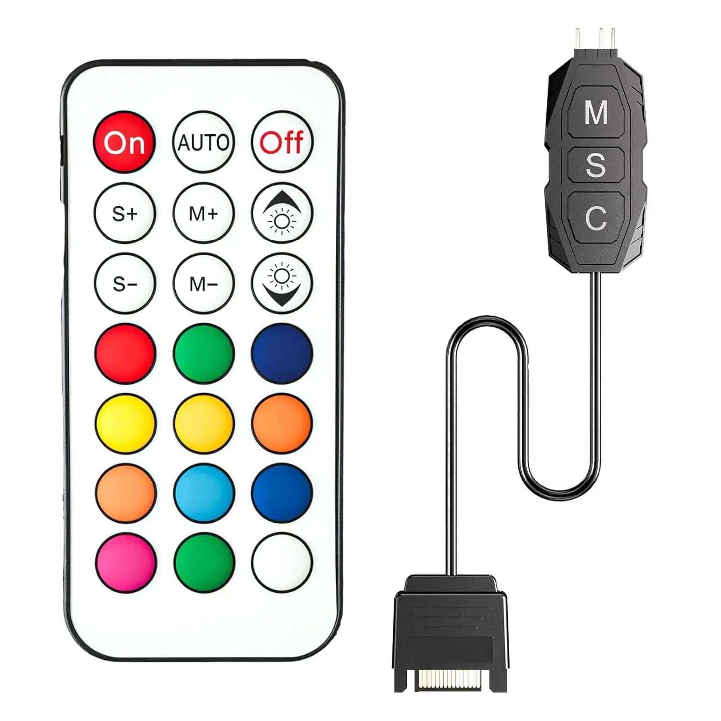 Controlador GSCOLER Suporta dispositivos DIY ARGB de 5V, interface de alimentação SATA, controle de luzes e velocidade em modo duplo.