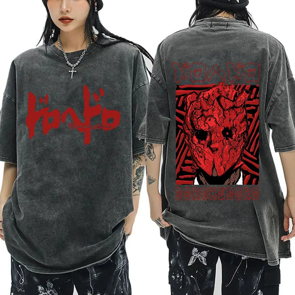 Roupas masculinas camiseta homme gráfico camisetas masculinas camiseta para homem ropa hombre anime japonês dorohedoro kaiman vintage lavado