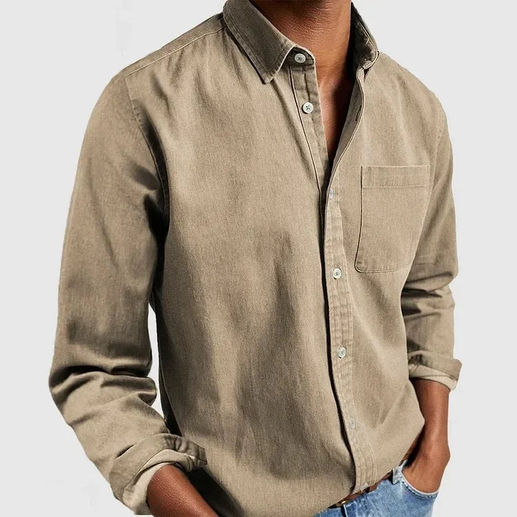 2026 moda masculina roupas de algodão respirável manga comprida solta camisa casual masculina simples lapela topos vintage all-match homem blusa