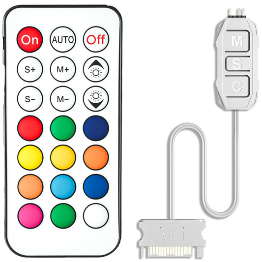 Controlador GSCOLER Suporta dispositivos DIY ARGB de 5V, interface de alimentação SATA, controle de luzes e velocidade em modo duplo.