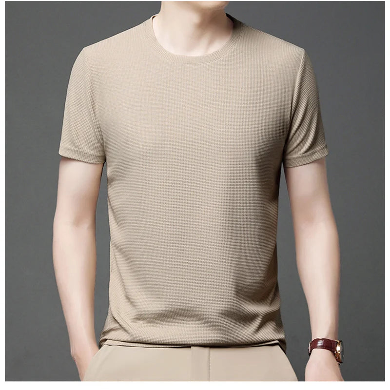 Camiseta Masculina de Moda com Gola Redonda, Camisetas de Manga Curta, Tops Confortáveis e Casuais para Homens