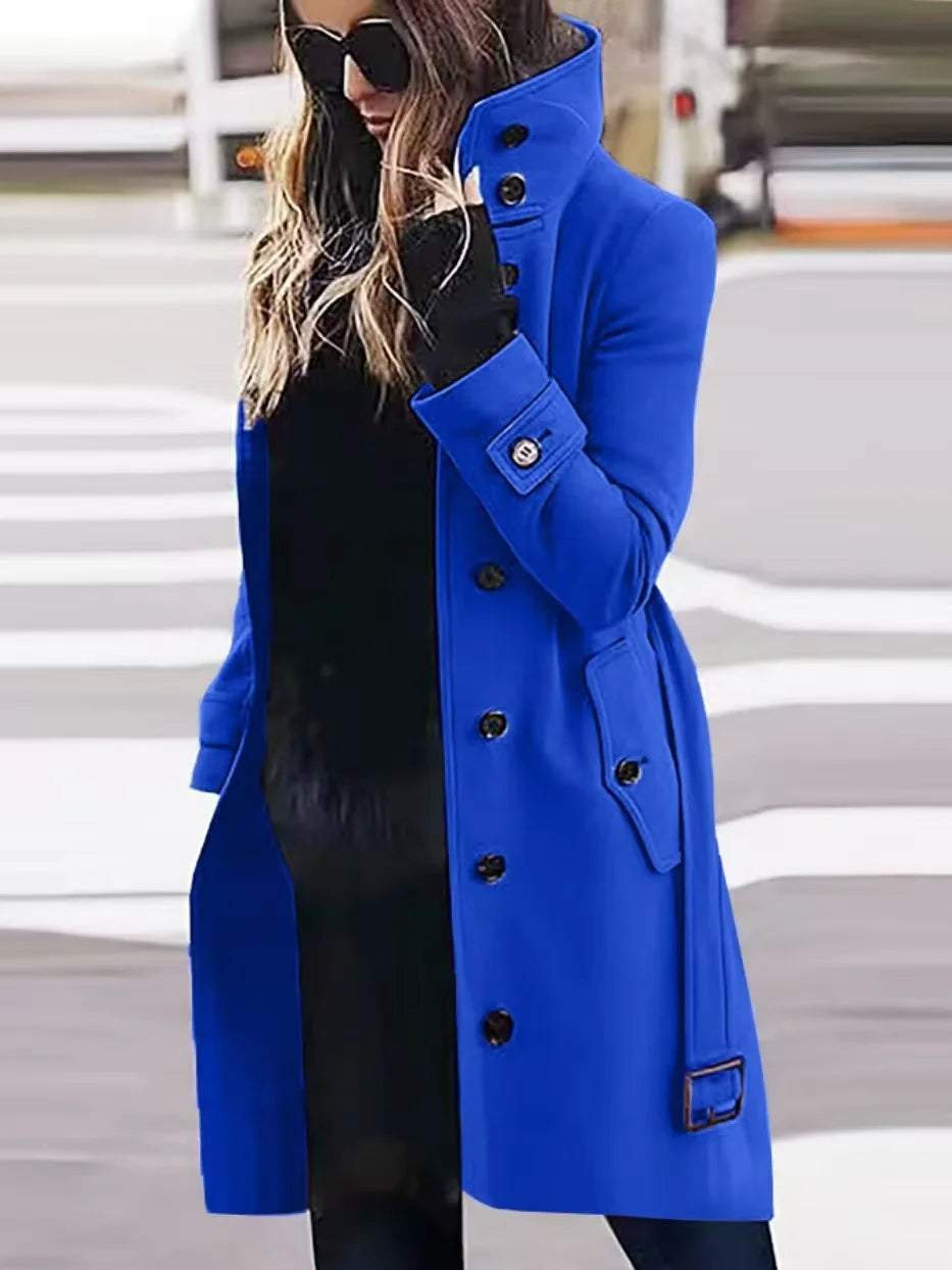 Casaco feminino outerwears outono inverno quente jaquetas femininas único breasted turn-down colarinho único breasted roupas femininas novo