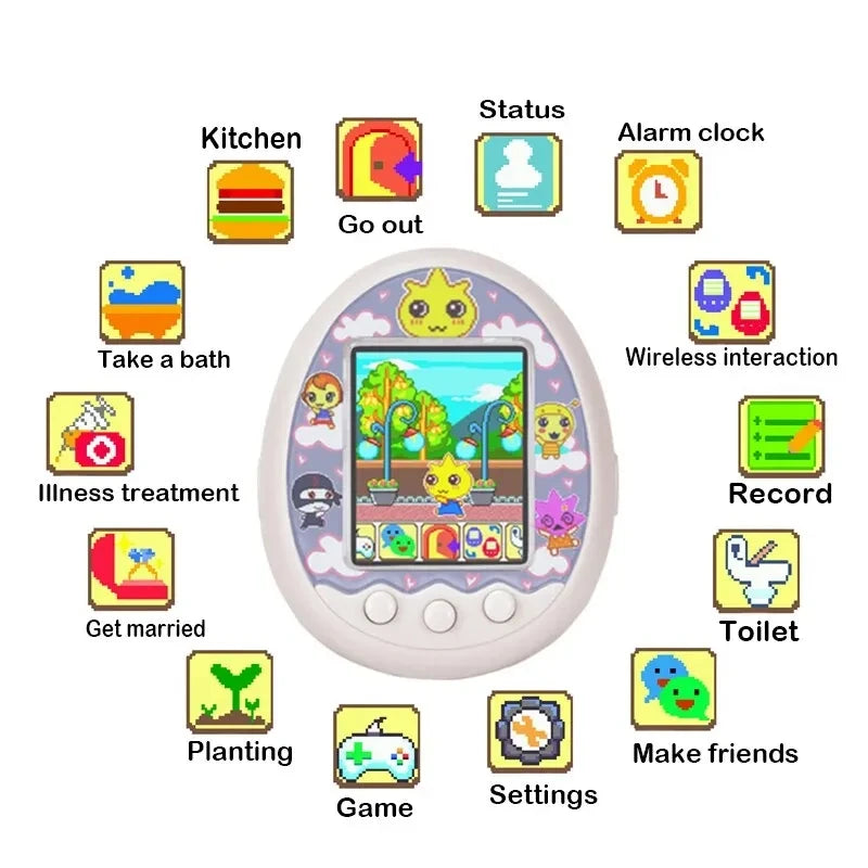 Animal de estimação virtual eletrônico com tela colorida jogo de bolso interativo virtual pet namoro máquina de jogo crianças brinquedos meninas