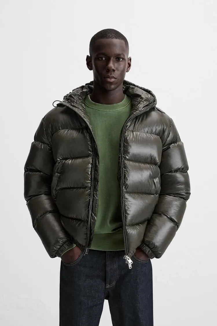 Roupas masculinas acolchoadas de algodão com capuz para outono e inverno, jaquetas acolchoadas casuais, jaquetas de algodão masculinas ao ar livre.