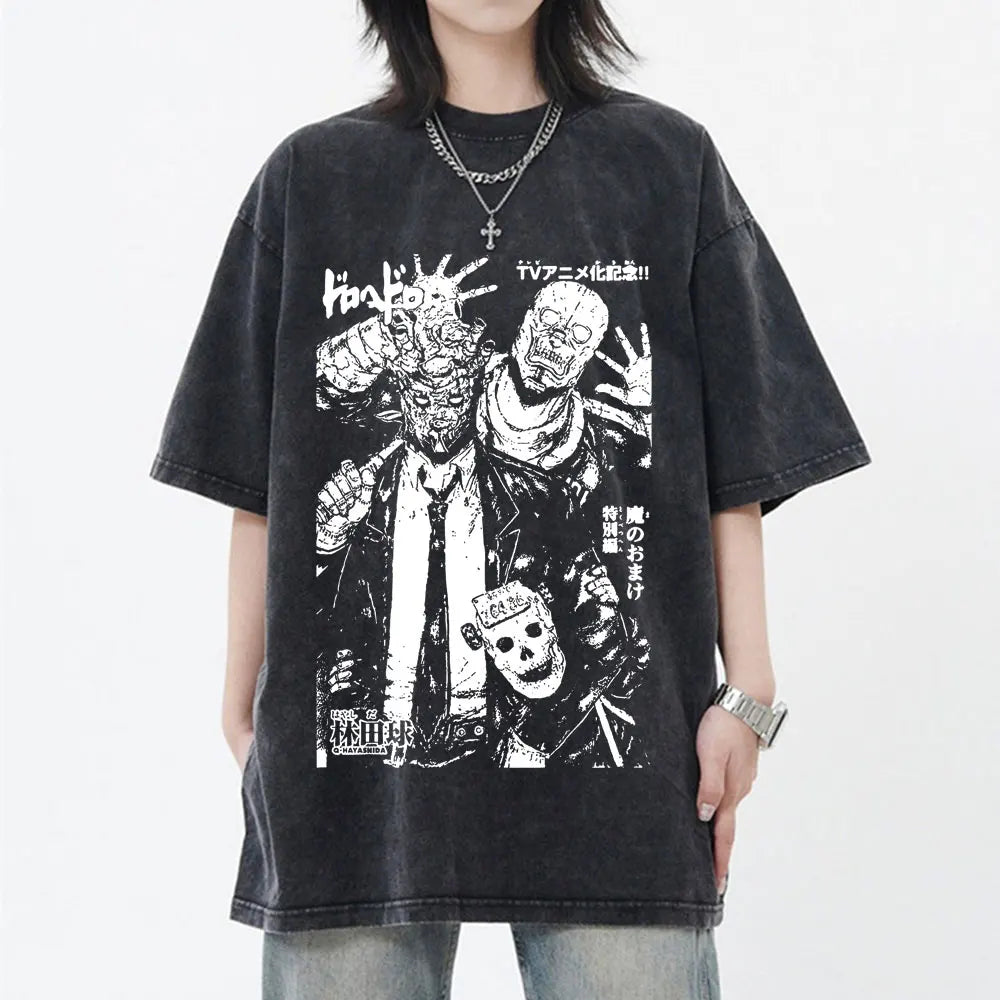 Roupas masculinas camiseta homme gráfico camisetas masculinas camiseta para homem ropa hombre anime japonês dorohedoro kaiman vintage lavado