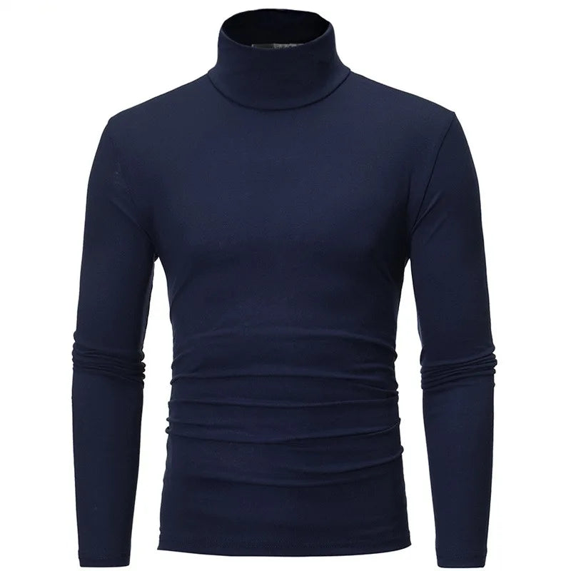 Roupa interior térmica topos roupas de inverno dos homens camisa térmica outono inverno collants alta pescoço fino ajuste manga longa camiseta