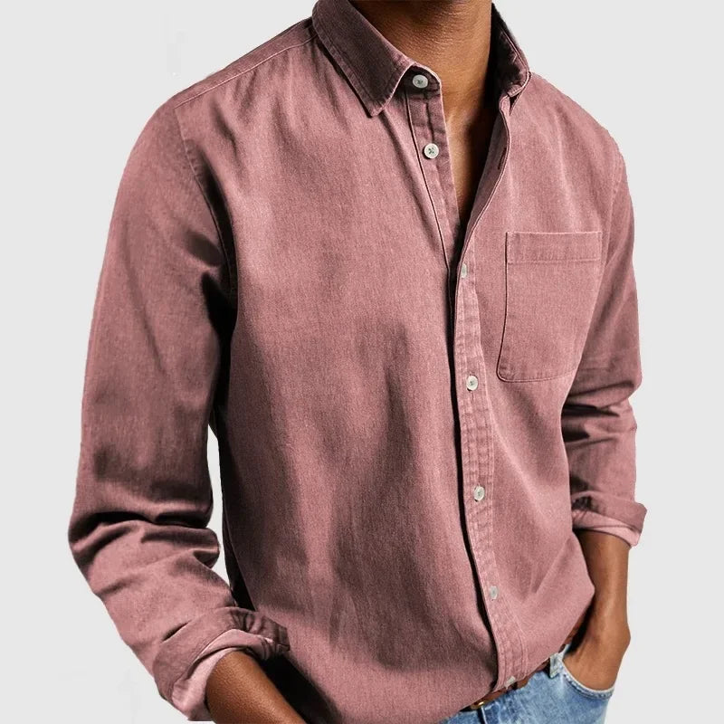 2026 moda masculina roupas de algodão respirável manga comprida solta camisa casual masculina simples lapela topos vintage all-match homem blusa