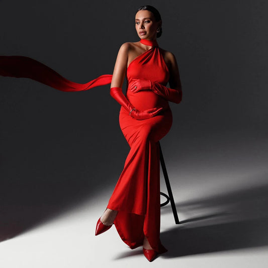 Vestido de Maternidade Sexy Sem Costas para Ensaio Fotográfico, Roupa de Noite Feminina para Chá de Bebê, Vestido Bodycon para Fotografia de Gravidez