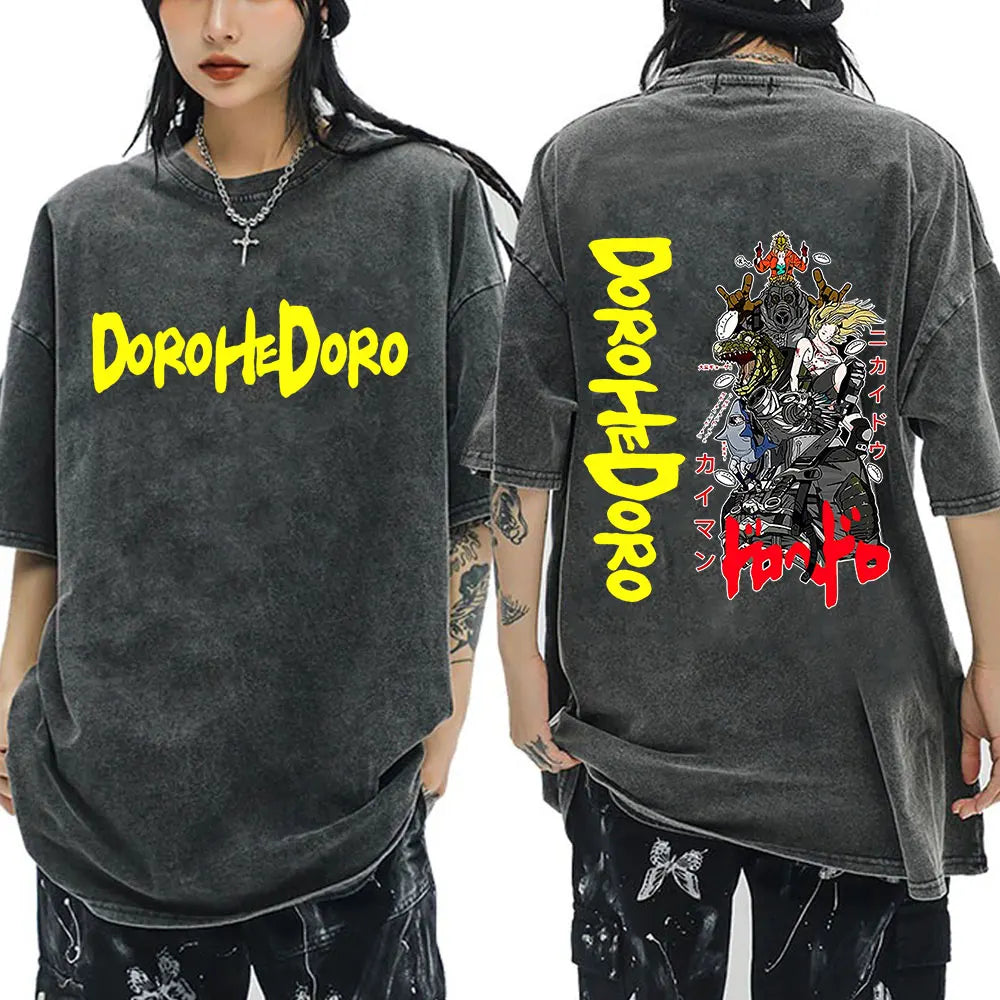 Roupas masculinas camiseta homme gráfico camisetas masculinas camiseta para homem ropa hombre anime japonês dorohedoro kaiman vintage lavado