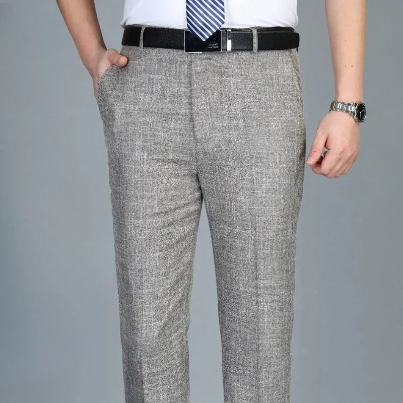 Cintura alta homem ternos calças escritório calças largas para homens trabalho alfaiataria formal qualidade tecido designer roupas finas casuais wear