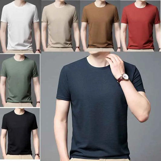 Camiseta Masculina de Moda com Gola Redonda, Camisetas de Manga Curta, Tops Confortáveis e Casuais para Homens