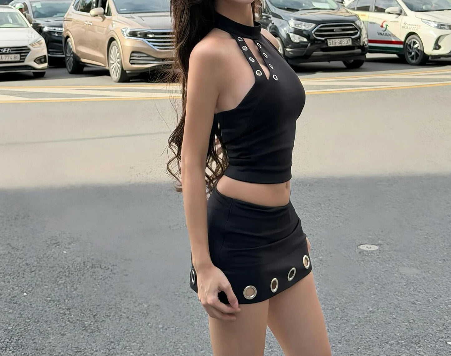 Conjunto Feminino de Saia e Top Curto Colete com Novo Design Outono 2026