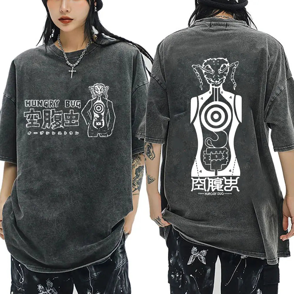 Roupas masculinas camiseta homme gráfico camisetas masculinas camiseta para homem ropa hombre anime japonês dorohedoro kaiman vintage lavado