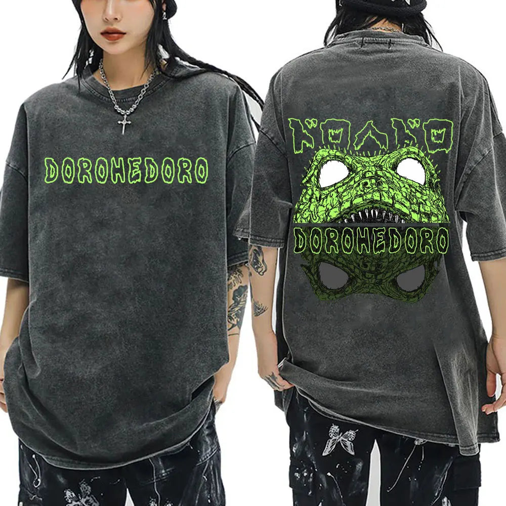 Roupas masculinas camiseta homme gráfico camisetas masculinas camiseta para homem ropa hombre anime japonês dorohedoro kaiman vintage lavado