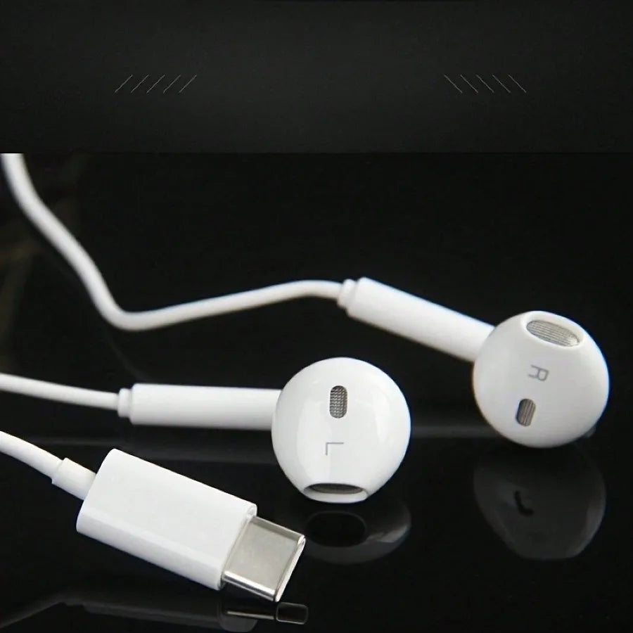 Fones de Ouvido Intra-auriculares com Fio Tipo-C com Microfone e Controle de Volume, HiFi Estéreo para iPhone 16/15, S23/S22/S21/Ultra, Note 10/20, iPad Pro