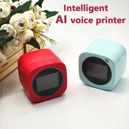 Impressora Térmica com Controle por Voz AI, Mini Impressora de Etiquetas Portátil Sem Fio, Impressão de Imagens com Reconhecimento de Voz, Multiuso