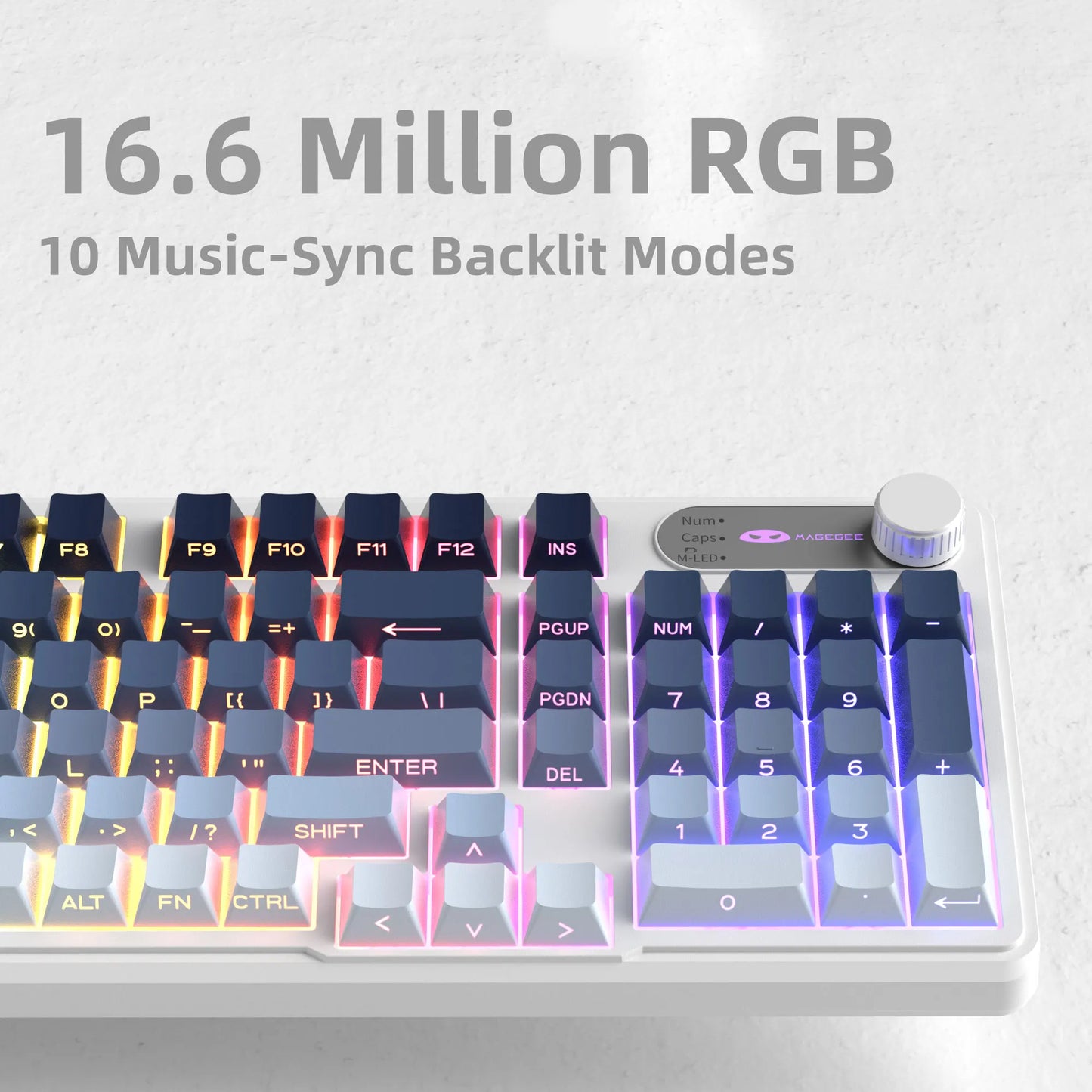 Magegee gk960 teclado de membrana sem fio 2.4g bt 98 teclas abs lado gravado keycaps luzes rgb ajustáveis para jogos de escritório windows